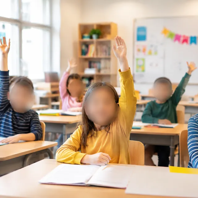 Classroom recording with children's faces protected