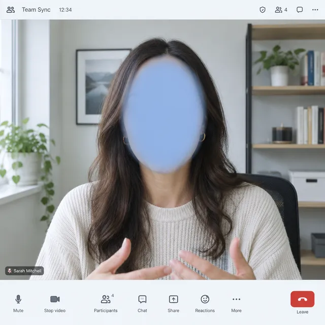 Video call with the speaker's face blurred
